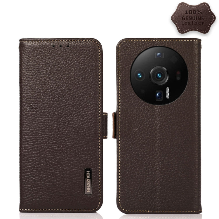 KHAZNEH Side-Magnetic Litchi Genuine Leather RFID Phone Case