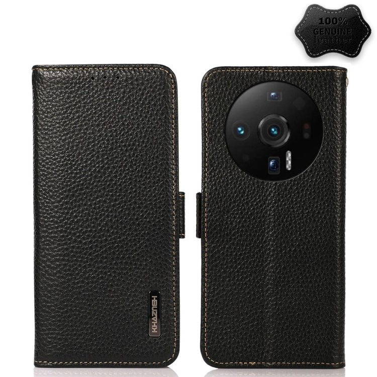 KHAZNEH Side-Magnetic Litchi Genuine Leather RFID Phone Case