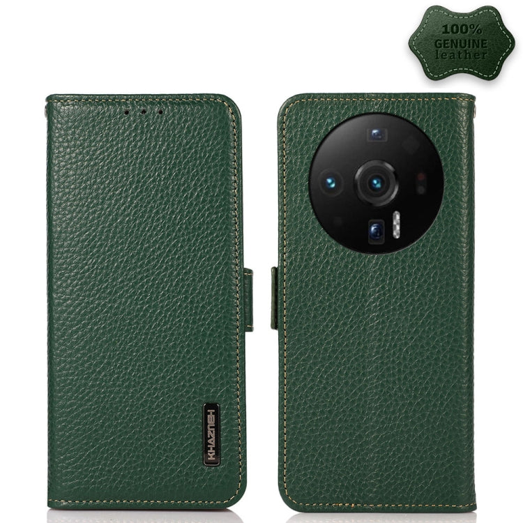 KHAZNEH Side-Magnetic Litchi Genuine Leather RFID Phone Case