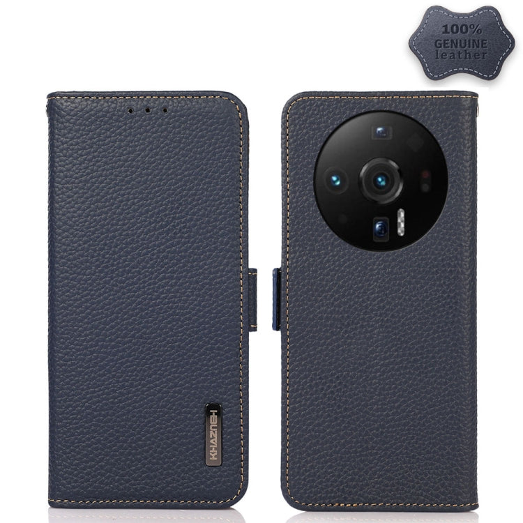 KHAZNEH Side-Magnetic Litchi Genuine Leather RFID Phone Case