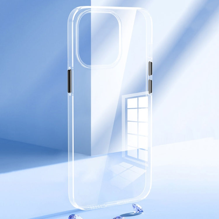 Coque de téléphone transparente en polycarbonate avec bouton métallique