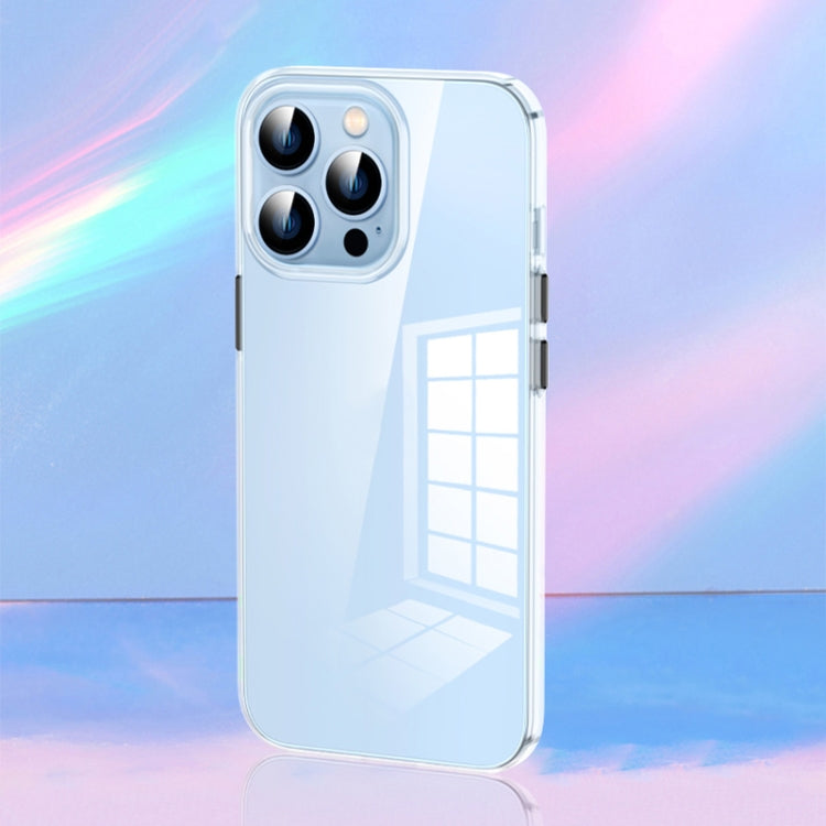 Coque de téléphone transparente en polycarbonate avec bouton métallique