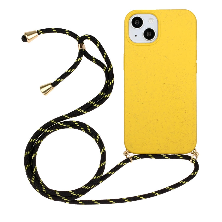 Wheat Straw Material + TPU Protective Case with Lanyard, For iPhone 14 Pro Max, For iPhone 14 Pro, For iPhone 14 Max, For iPhone 14