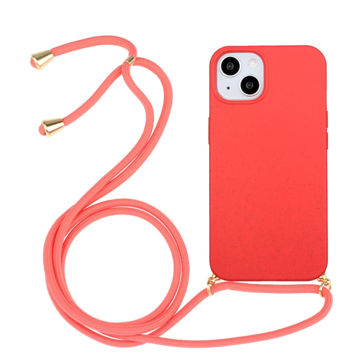 Wheat Straw Material + TPU Protective Case with Lanyard, For iPhone 14 Pro Max, For iPhone 14 Pro, For iPhone 14 Max, For iPhone 14