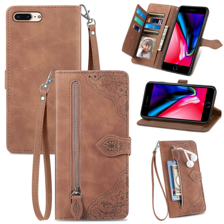 Embossed Flower Shockproof Leather Phone Case, For iPhone SE 2022 / SE 2020 / 8 / 7, For iPhone 8 Plus / 7 Plus