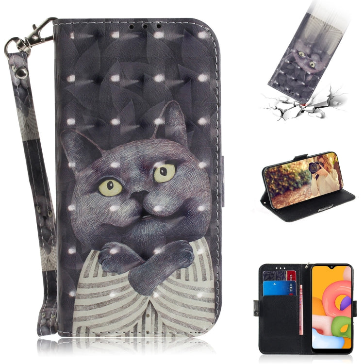 3D Painting Horizontal Flip Leather Case with Holder & Card Slot & Wallet & Lanyard, For Galaxy A01, For Galaxy A21