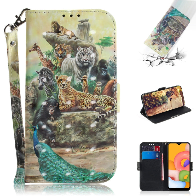 3D Painting Horizontal Flip Leather Case with Holder & Card Slot & Wallet & Lanyard, For Galaxy A01, For Galaxy A21