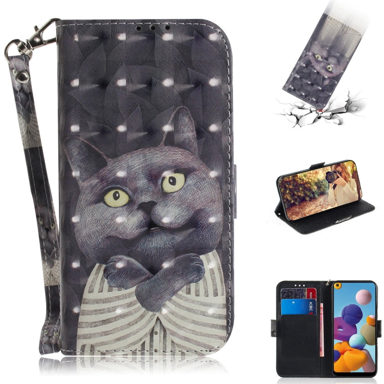3D Painting Horizontal Flip Leather Case with Holder & Card Slot & Wallet & Lanyard, For Galaxy A01, For Galaxy A21