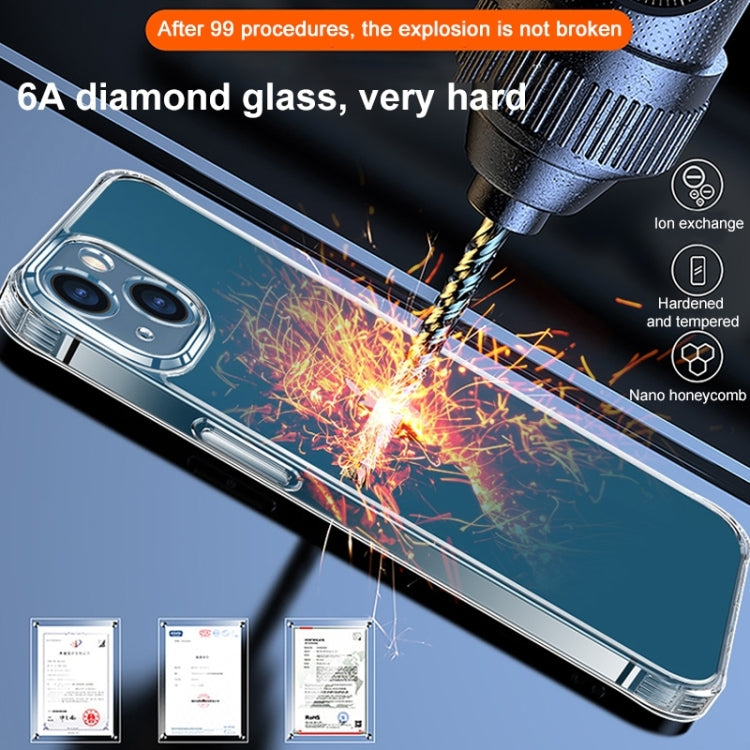 0.4mm Ultra-thin Transparent Crystal Diamond Tempered Glass Phone Case, For iPhone 14 Plus