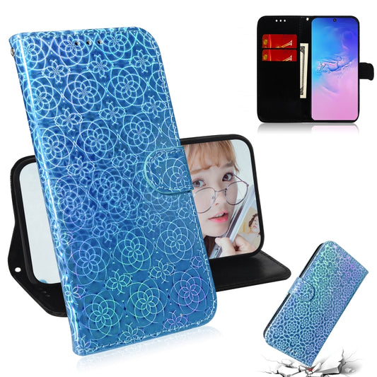 Galaxy S10 Lite A91 magnetic flip case with card slots and lanyard in vibrant colors