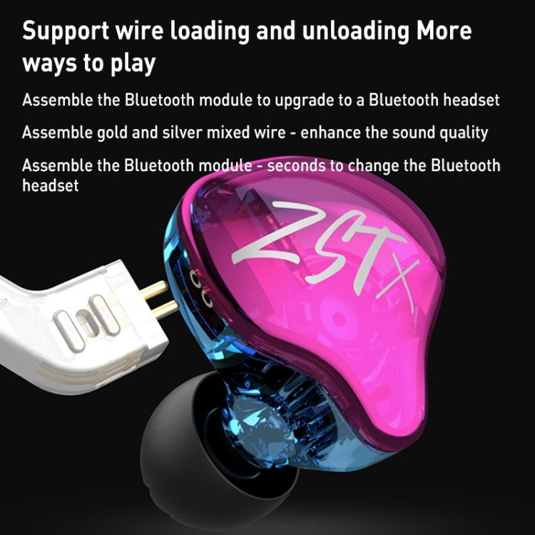 KZ-ZST X Ring Iron Hybrid Driver In-Ear Noise Cancelling Earphone, With Microphone, Without Microphone