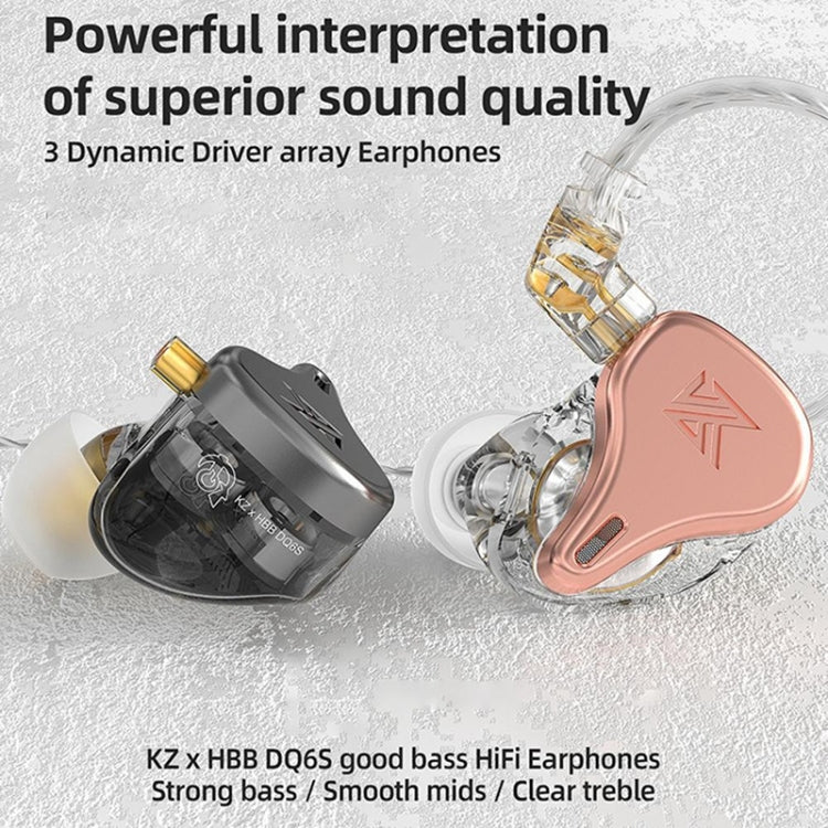 KZ-DQ6S Three-Unit Dynamic Subwoofer In-Ear Headphones, With Microphone, Without Microphone
