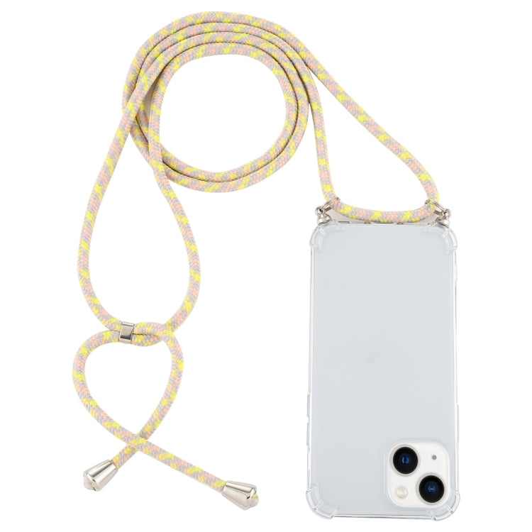 Four-Corner Shockproof Transparent TPU Case with Lanyard, For iPhone 14