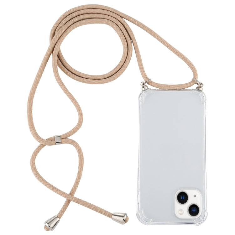 Four-Corner Shockproof Transparent TPU Case with Lanyard, For iPhone 14