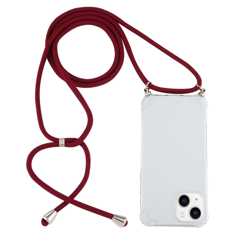 Four-Corner Shockproof Transparent TPU Case with Lanyard, For iPhone 14