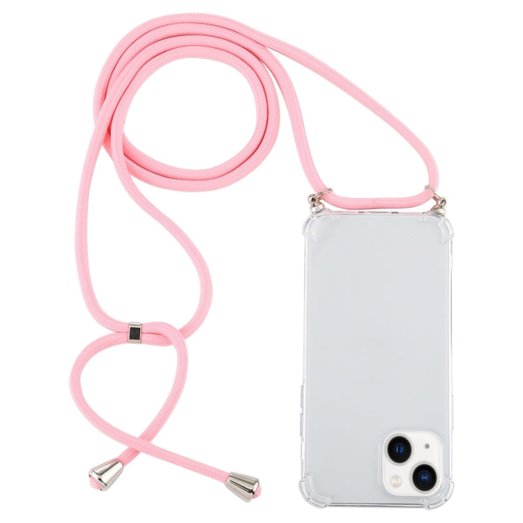 Four-Corner Shockproof Transparent TPU Case with Lanyard, For iPhone 14 Plus