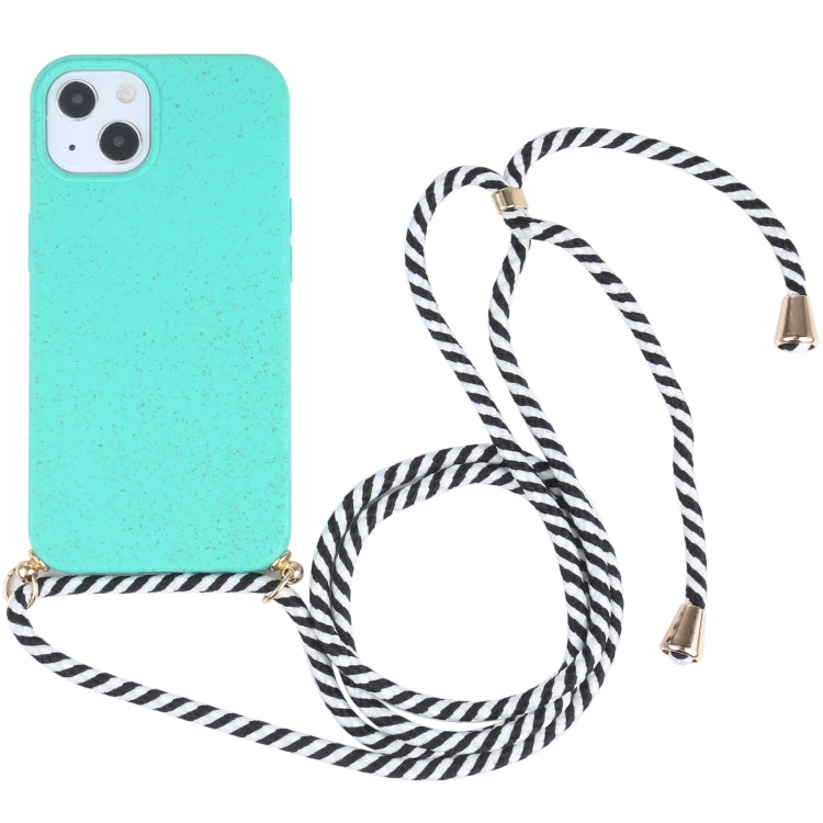 Wheat Straw Material + TPU Shockproof Phone Case with Neck Lanyard