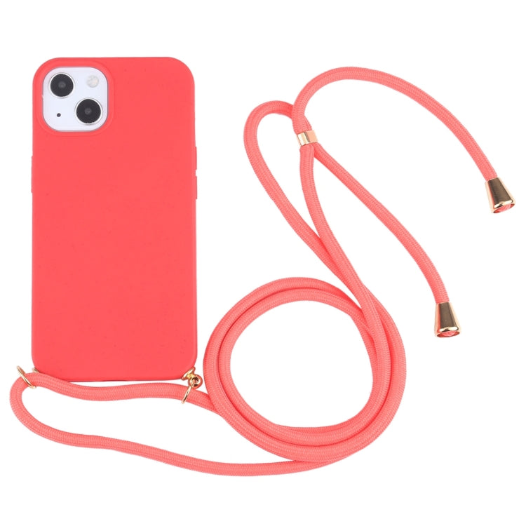 Wheat Straw Material + TPU Shockproof Phone Case with Neck Lanyard