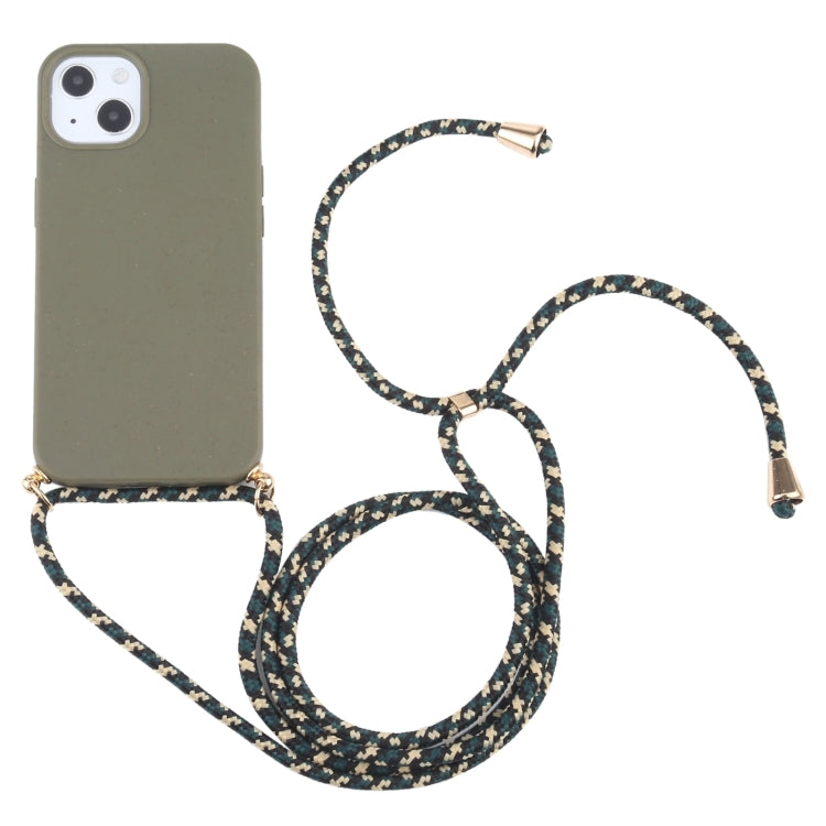 Wheat Straw Material + TPU Shockproof Phone Case with Neck Lanyard