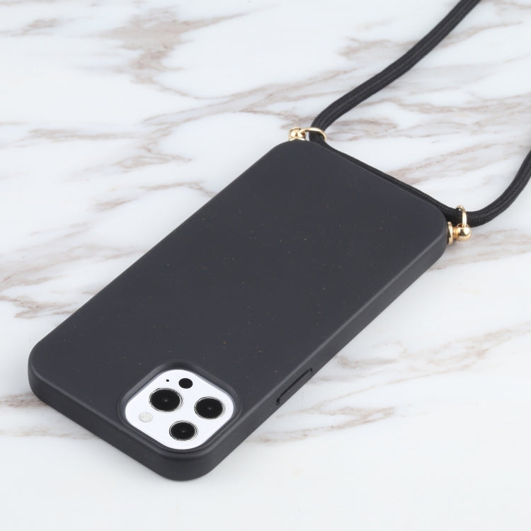 Wheat Straw Material + TPU Shockproof Phone Case with Neck Lanyard