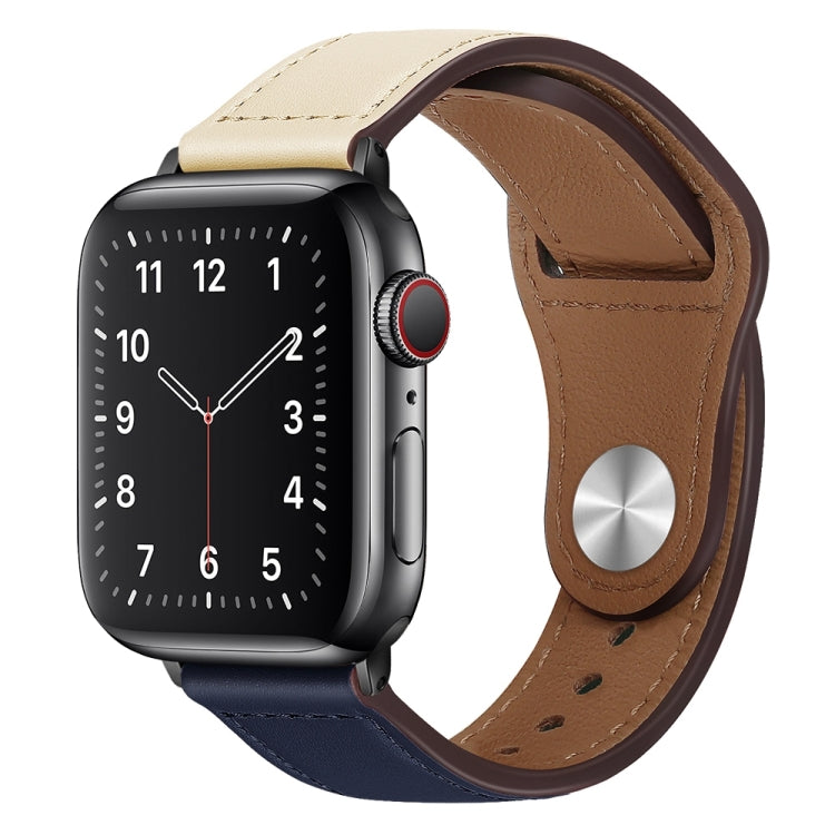 PU Leather Black Buckle Watch Band For Apple Watch Series, 7 45mm / 6&SE&5&4 44mm / 3&2&1 42mm
