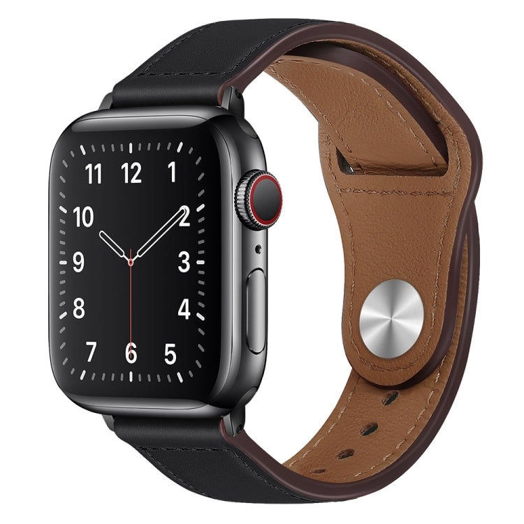 PU Leather Black Buckle Watch Band For Apple Watch Series, 7 41mm / 6&SE&5&4 40mm / 3&2&1 38mm