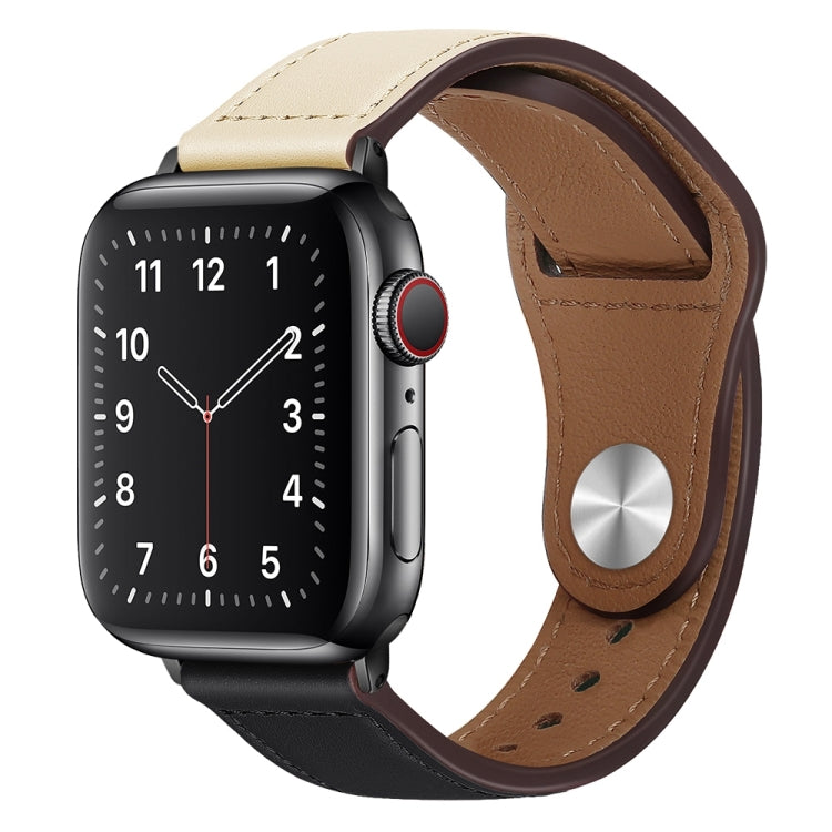 PU Leather Black Buckle Watch Band For Apple Watch Series, 7 41mm / 6&SE&5&4 40mm / 3&2&1 38mm