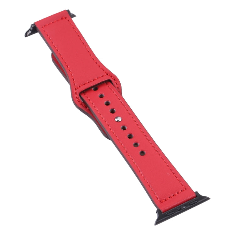 PU Leather Black Buckle Watch Band For Apple Watch Series, 7 41mm / 6&SE&5&4 40mm / 3&2&1 38mm