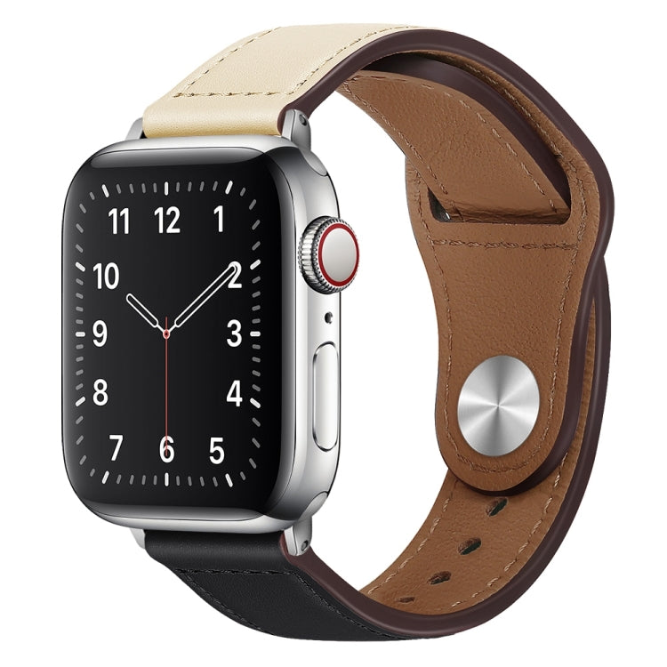 PU Leather Silver Buckle Watch Band For Apple Watch Series, 7 45mm / 6&SE&5&4 44mm / 3&2&1 42mm