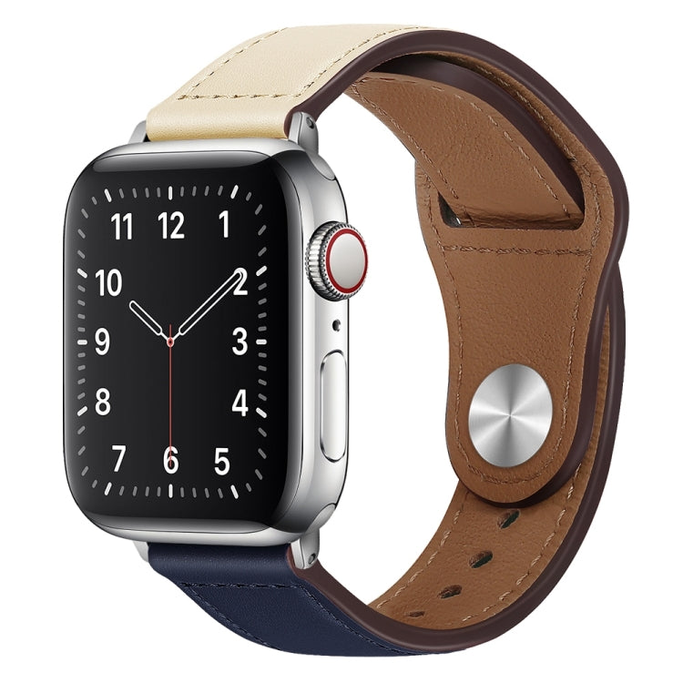 PU Leather Silver Buckle Watch Band For Apple Watch Series, 7 45mm / 6&SE&5&4 44mm / 3&2&1 42mm