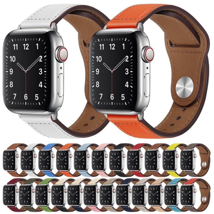 PU Leather Silver Buckle Watch Band For Apple Watch Series, 7 45mm / 6&SE&5&4 44mm / 3&2&1 42mm