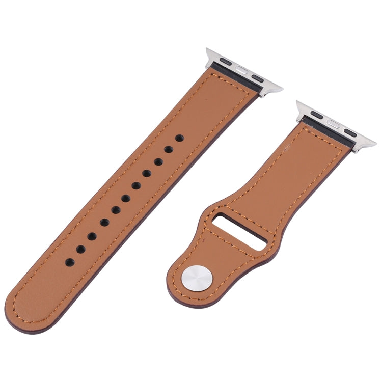 PU Leather Silver Buckle Watch Band For Apple Watch Series, 7 45mm / 6&SE&5&4 44mm / 3&2&1 42mm