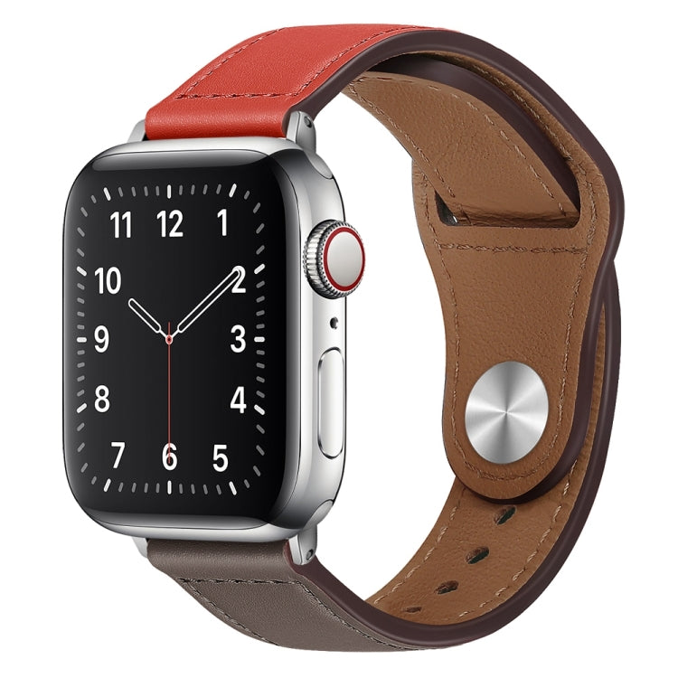 PU Leather Silver Buckle Watch Band For Apple Watch Series, 7 41mm / 6&SE&5&4 40mm / 3&2&1 38mm