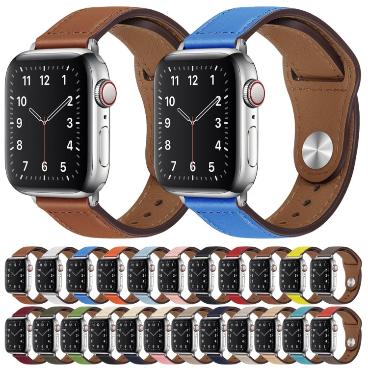 PU Leather Silver Buckle Watch Band For Apple Watch Series, 7 41mm / 6&SE&5&4 40mm / 3&2&1 38mm
