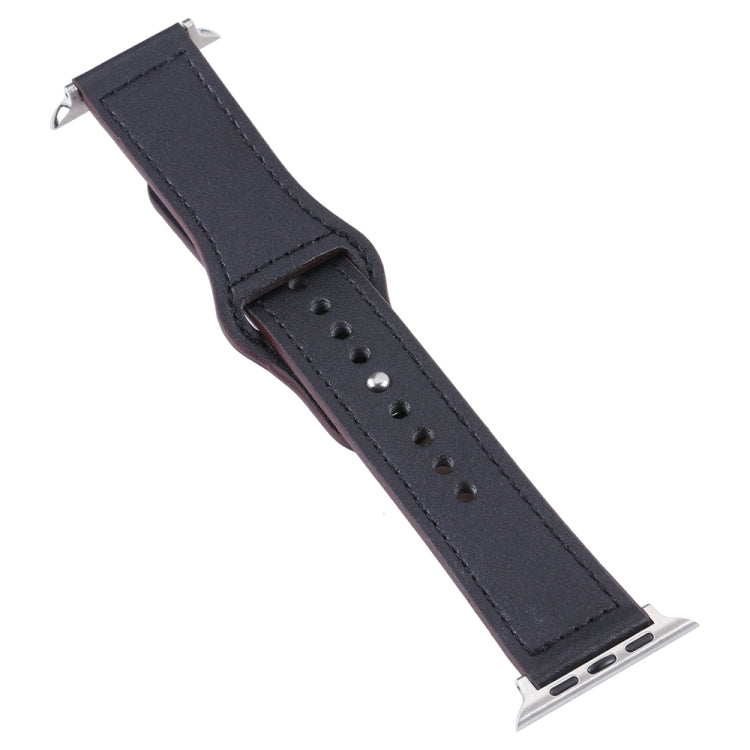 PU Leather Silver Buckle Watch Band For Apple Watch Series, 7 41mm / 6&SE&5&4 40mm / 3&2&1 38mm