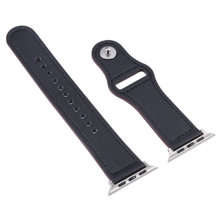 PU Leather Silver Buckle Watch Band For Apple Watch Series, 7 41mm / 6&SE&5&4 40mm / 3&2&1 38mm
