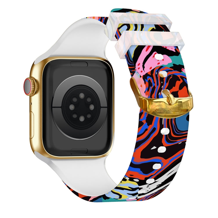 Square Buckle Color Printing Watch Band For Apple Watch Series, 7 45mm / 6&SE&5&4 44mm / 3&2&1 42mm