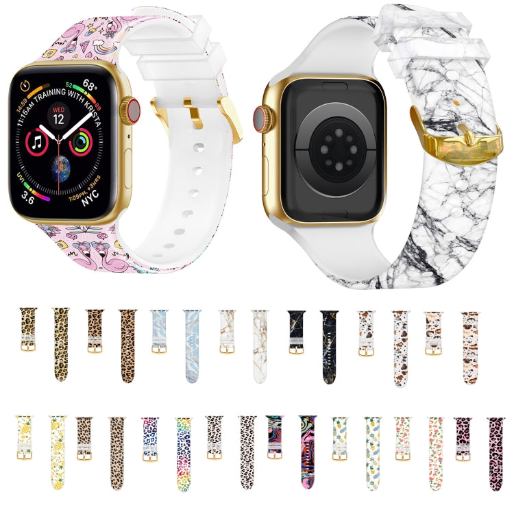 Square Buckle Color Printing Watch Band For Apple Watch Series, 7 45mm / 6&SE&5&4 44mm / 3&2&1 42mm