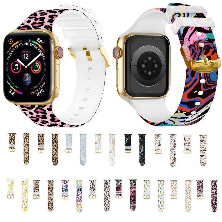 Square Buckle Color Printing Watch Band For Apple Watch Series, 7 41mm / 6&SE&5&4 40mm / 3&2&1 38mm