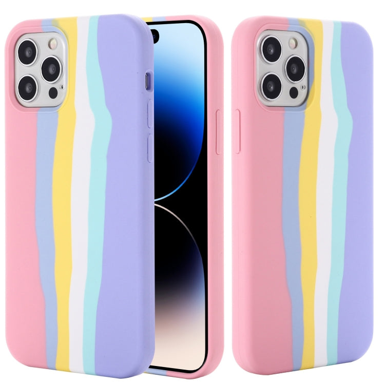 Rainbow Liquid Silicone Phone Case, For iPhone 14, For iPhone 14 Plus, For iPhone 14 Pro Max, For iPhone 14 Pro