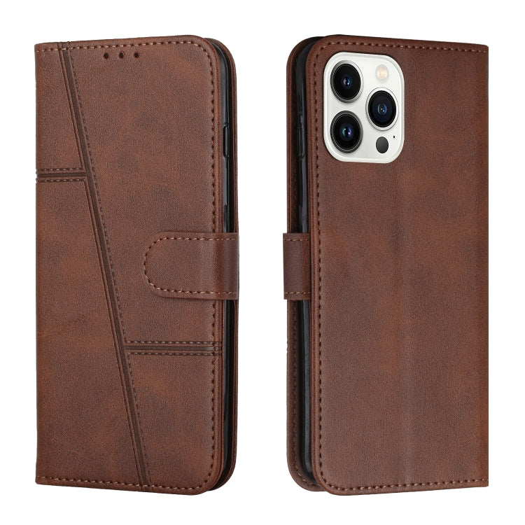 Stitching Calf Texture Buckle Leather Phone Case