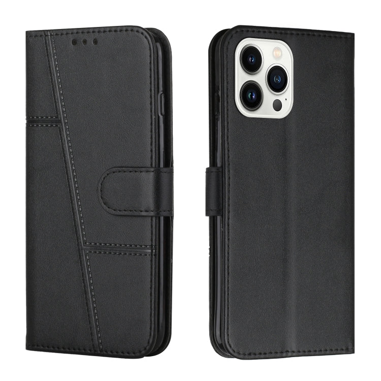 Stitching Calf Texture Buckle Leather Phone Case