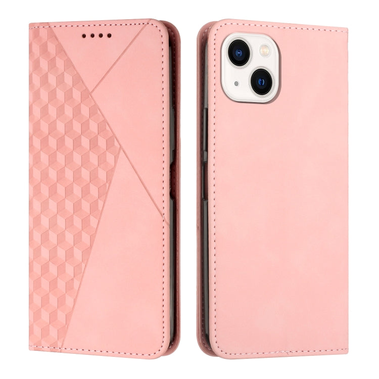 Diamond Pattern Splicing Skin Feel Magnetic Phone Case