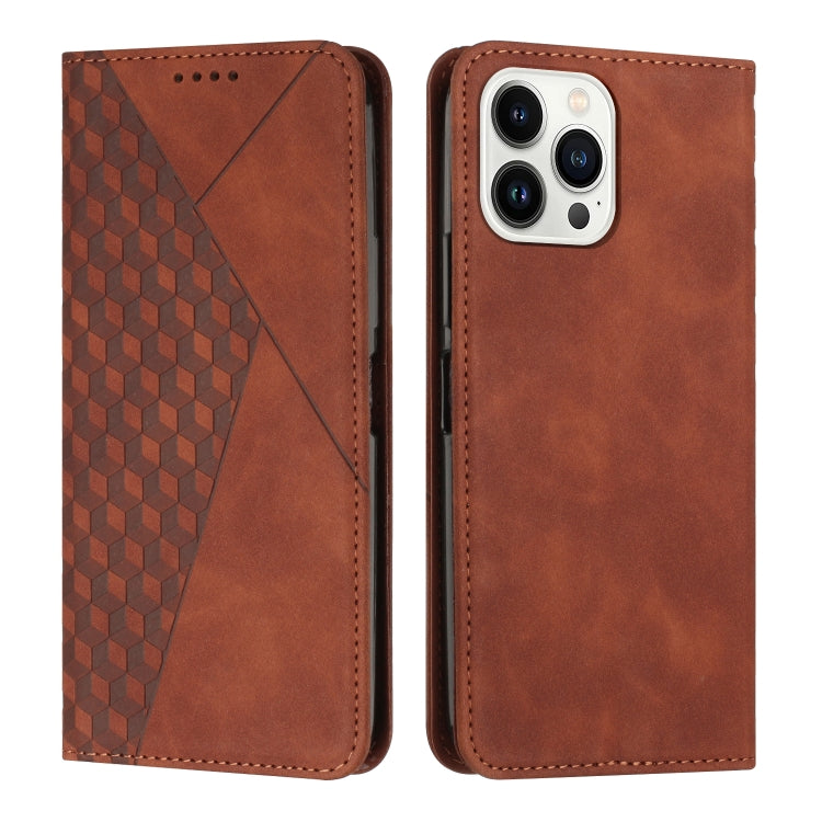 Diamond Pattern Splicing Skin Feel Magnetic Phone Case
