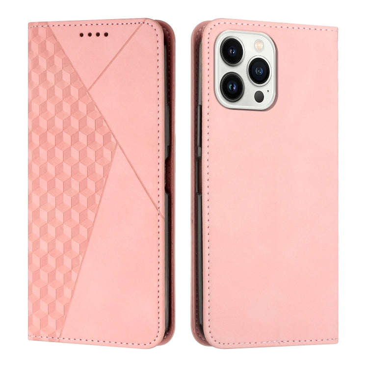 Diamond Pattern Splicing Skin Feel Magnetic Phone Case