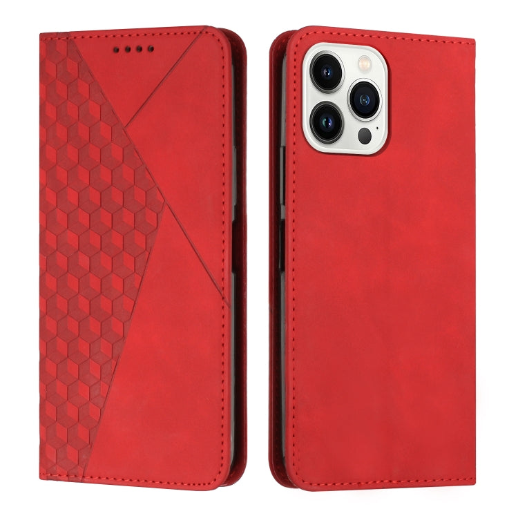 Diamond Pattern Splicing Skin Feel Magnetic Phone Case