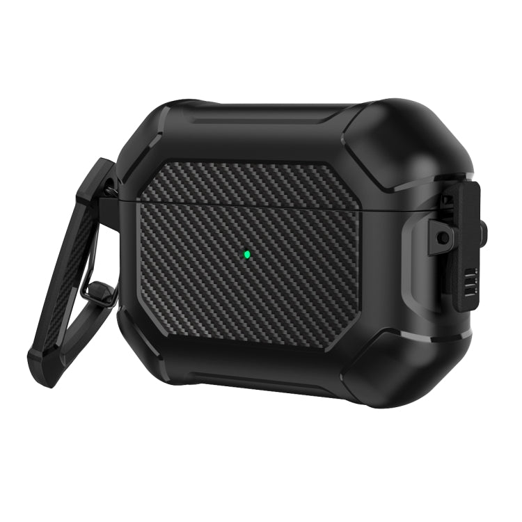 Coque de protection pour écouteurs AirPods Pro en TPU et PC avec verrouillage et mousqueton