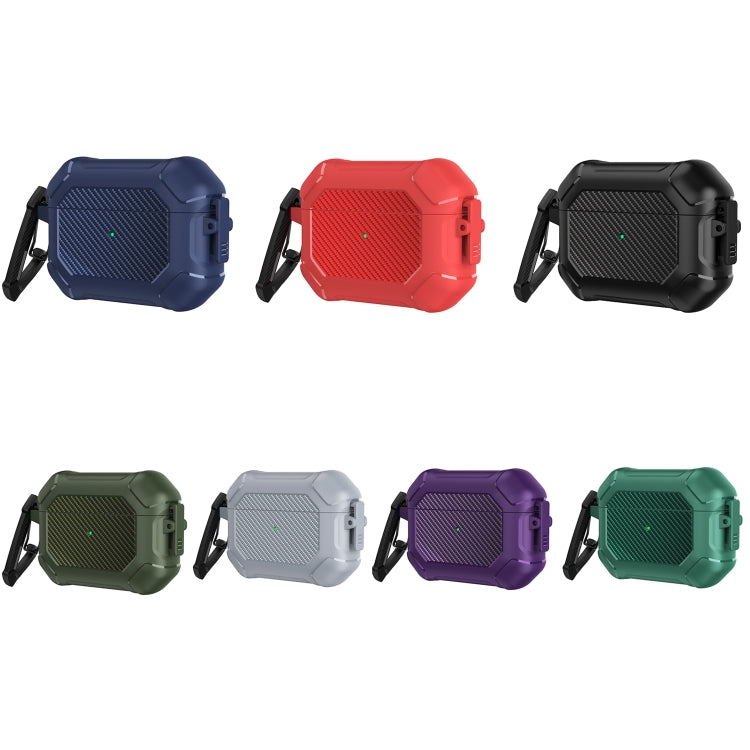 Coque de protection pour écouteurs AirPods Pro en TPU et PC avec verrouillage et mousqueton