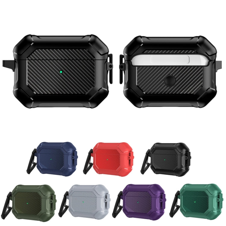 Coque de protection pour écouteurs AirPods Pro en TPU et PC avec verrouillage et mousqueton