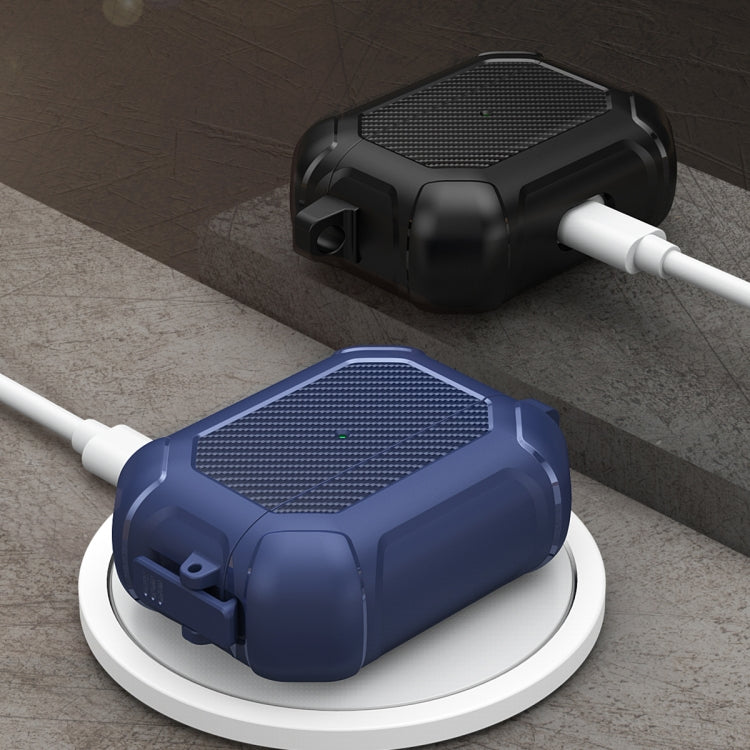 Coque de protection pour écouteurs AirPods Pro en TPU et PC avec verrouillage et mousqueton